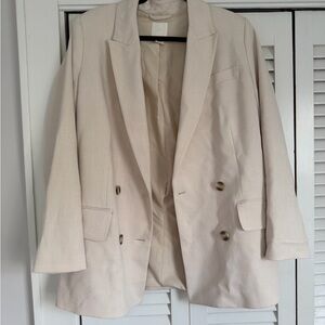 H&M Cream Double-Breasted Blazer